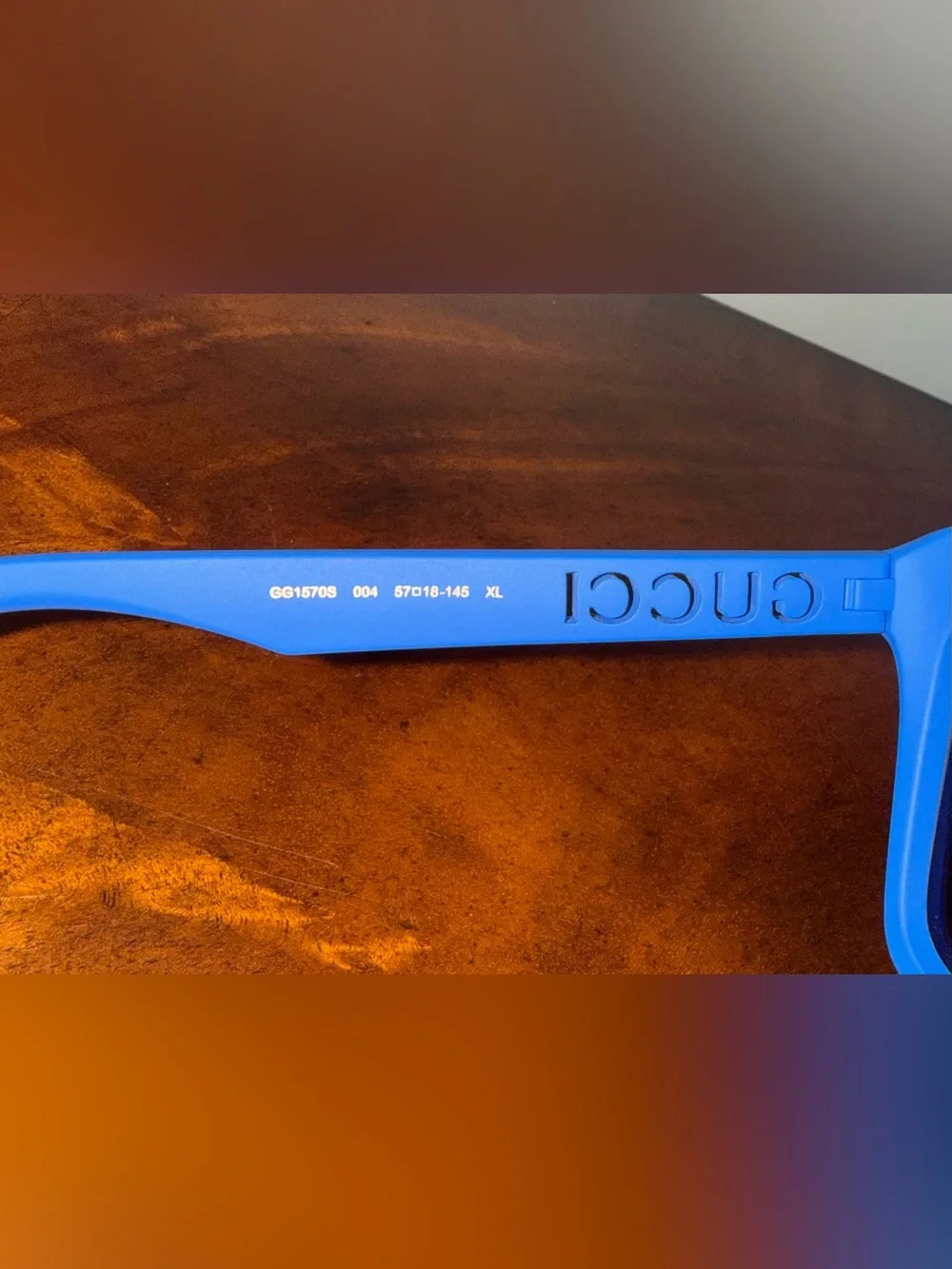 New Unisex GUCCI GG1570S FLAT TOP SUNGLASSES IN BLUE LOGO MIRROR